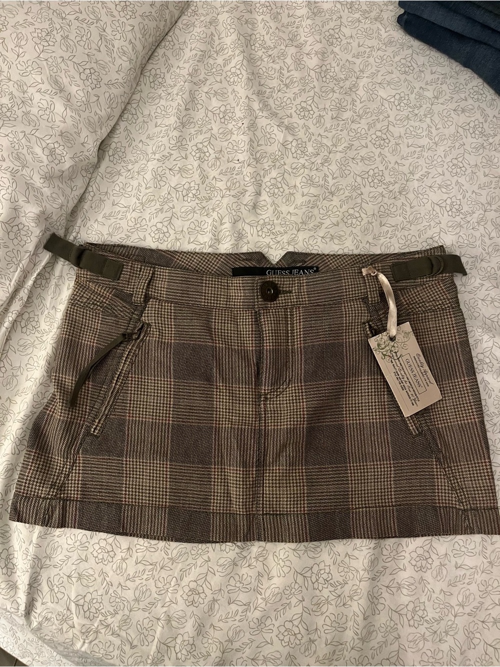 Guess Brown Plaid Mini Skirt